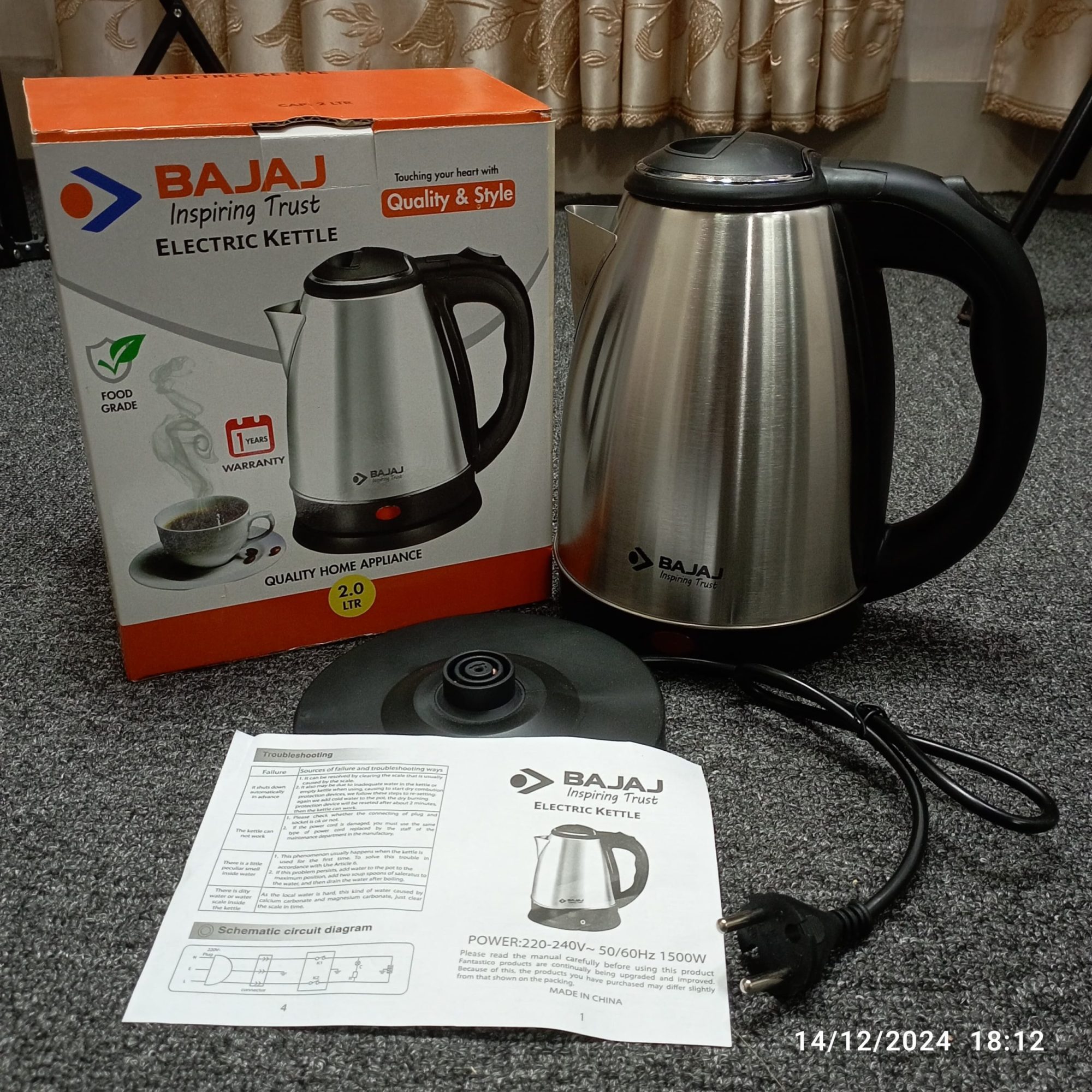 Bajaj Electric Kettle 2-Liter